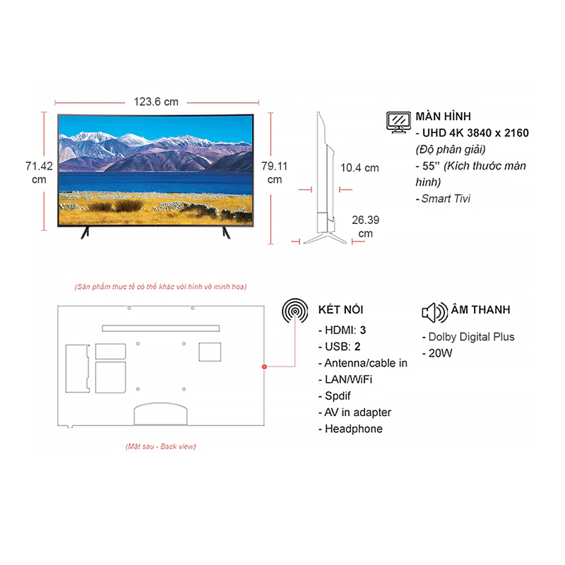 Smart TV Crystal UHD 4K 55 inch 55TU8300 Màn Hình Cong